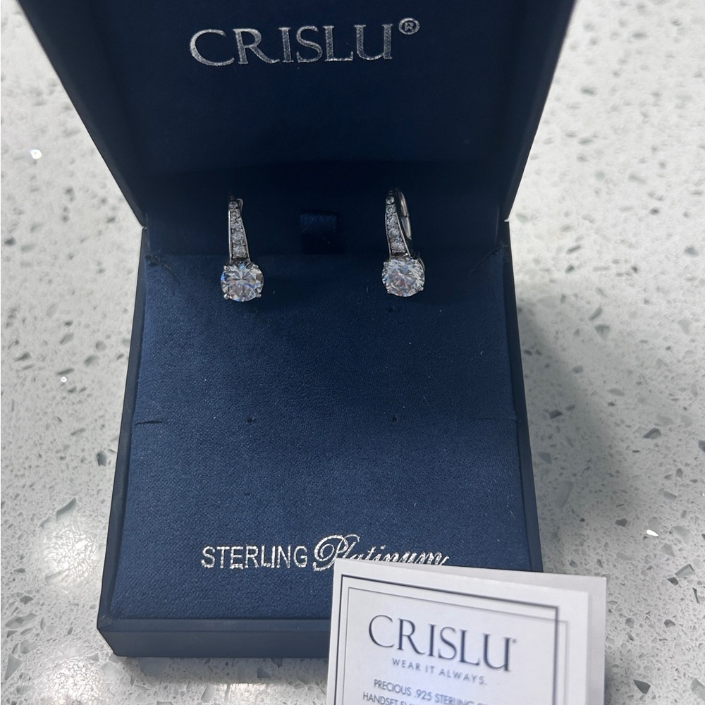 Crislu CZ hanging drop earrings